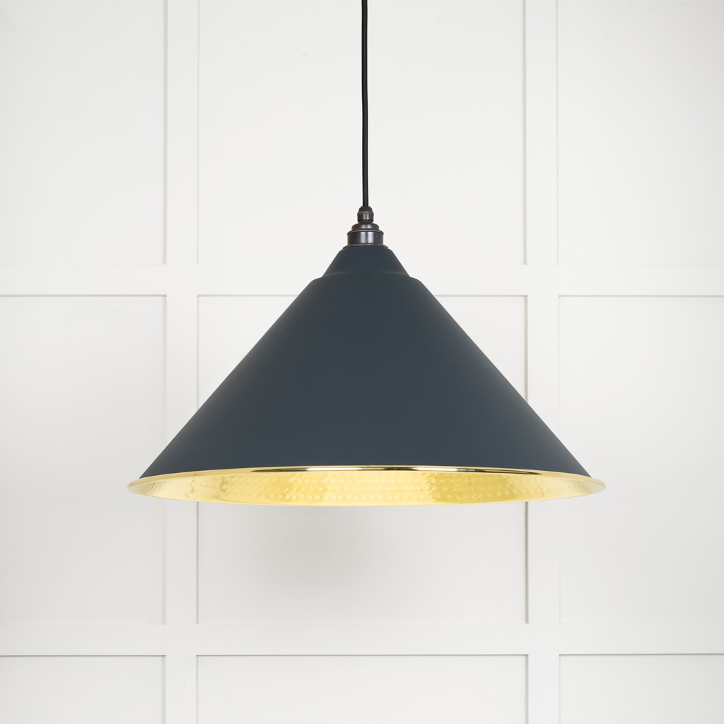 Hammered Brass Hockley Pendant in Soot - 49523SO