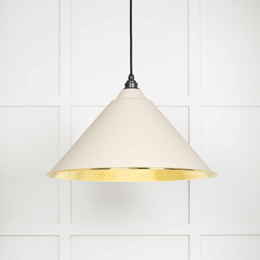 Hammered Brass Hockley Pendant in Teasel - 49523TE