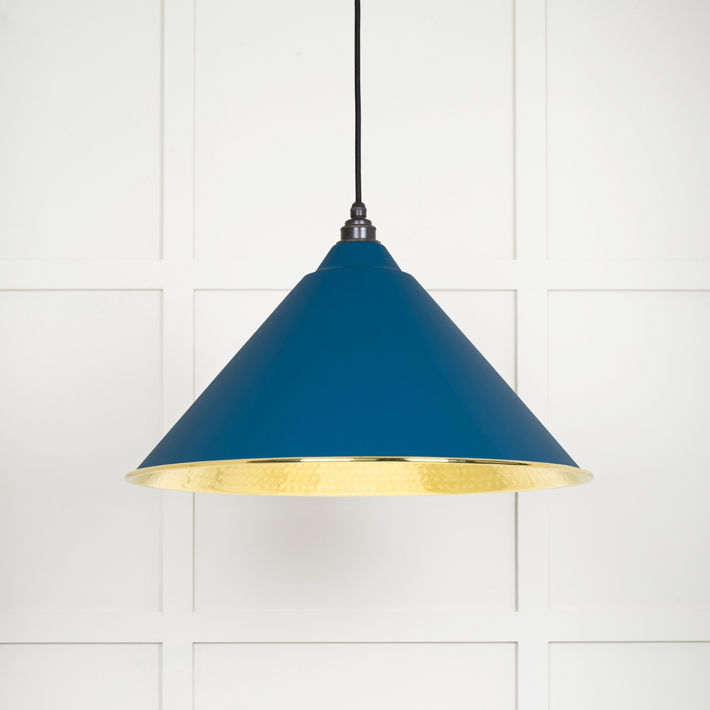 Hammered Brass Hockley Pendant in Upstream - 49523U