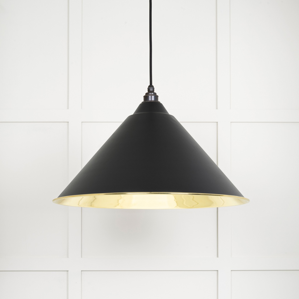 Smooth Brass Hockley Pendant in Elan Black - 49524EB