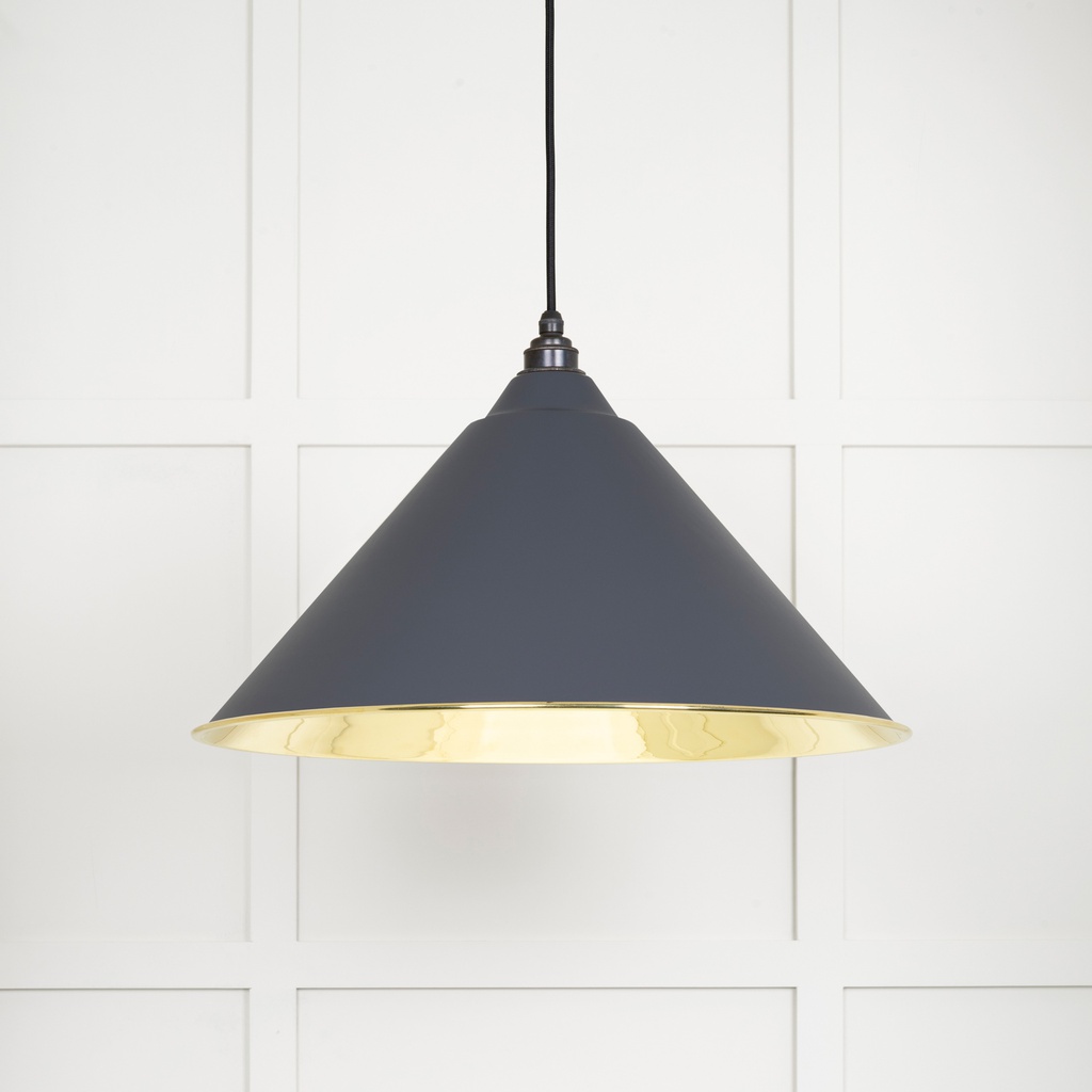 Smooth Brass Hockley Pendant in Slate - 49524SL