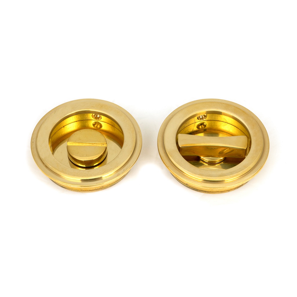 Polished Brass 60mm Art Deco Round Pull - Privacy Set - 47169