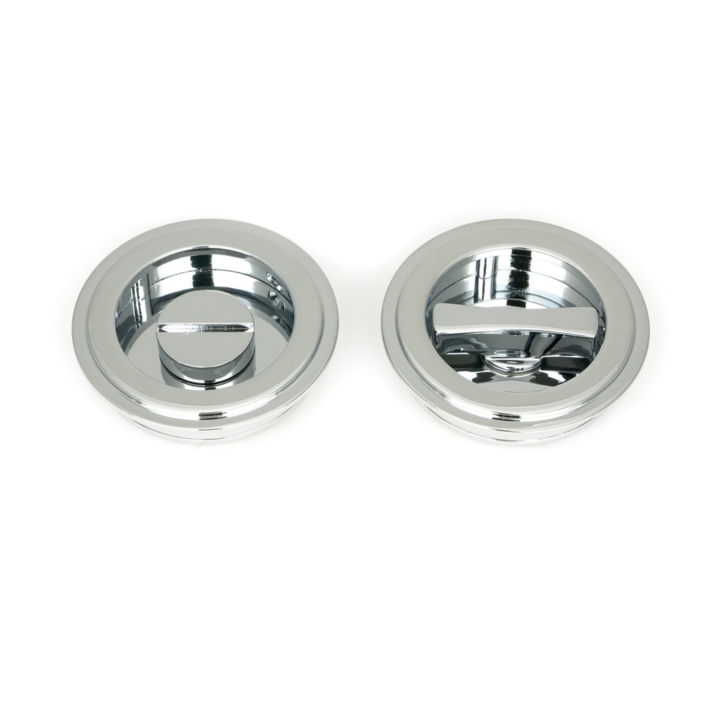 Polished Chrome 60mm Art Deco Round Pull - Privacy Set - 47187