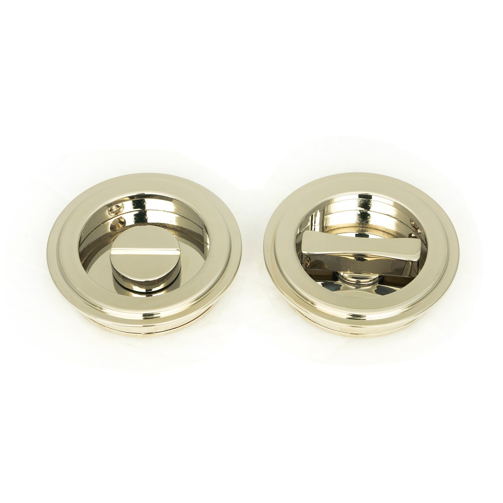 Polished Nickel 60mm Art Deco Round Pull - Privacy Set - 50164