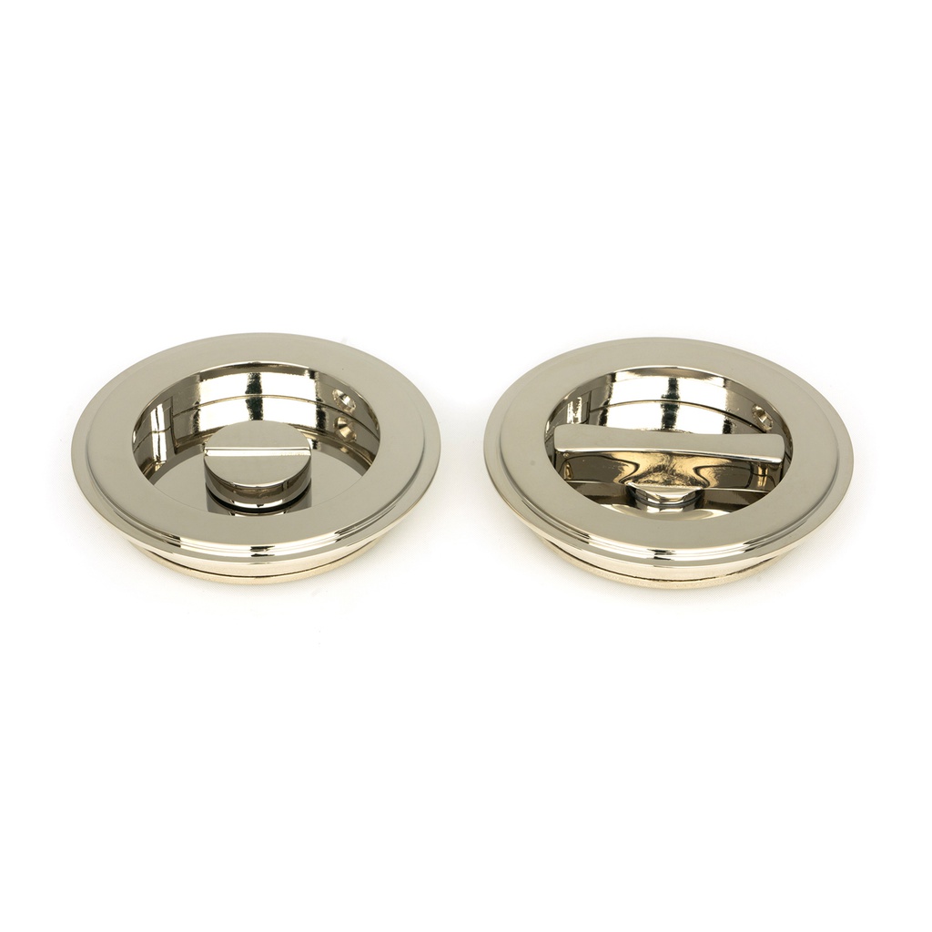 Polished Nickel 75mm Art Deco Round Pull - Privacy Set - 50165