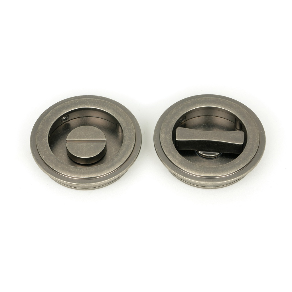 Pewter 60mm Art Deco Round Pull - Privacy Set - 50182