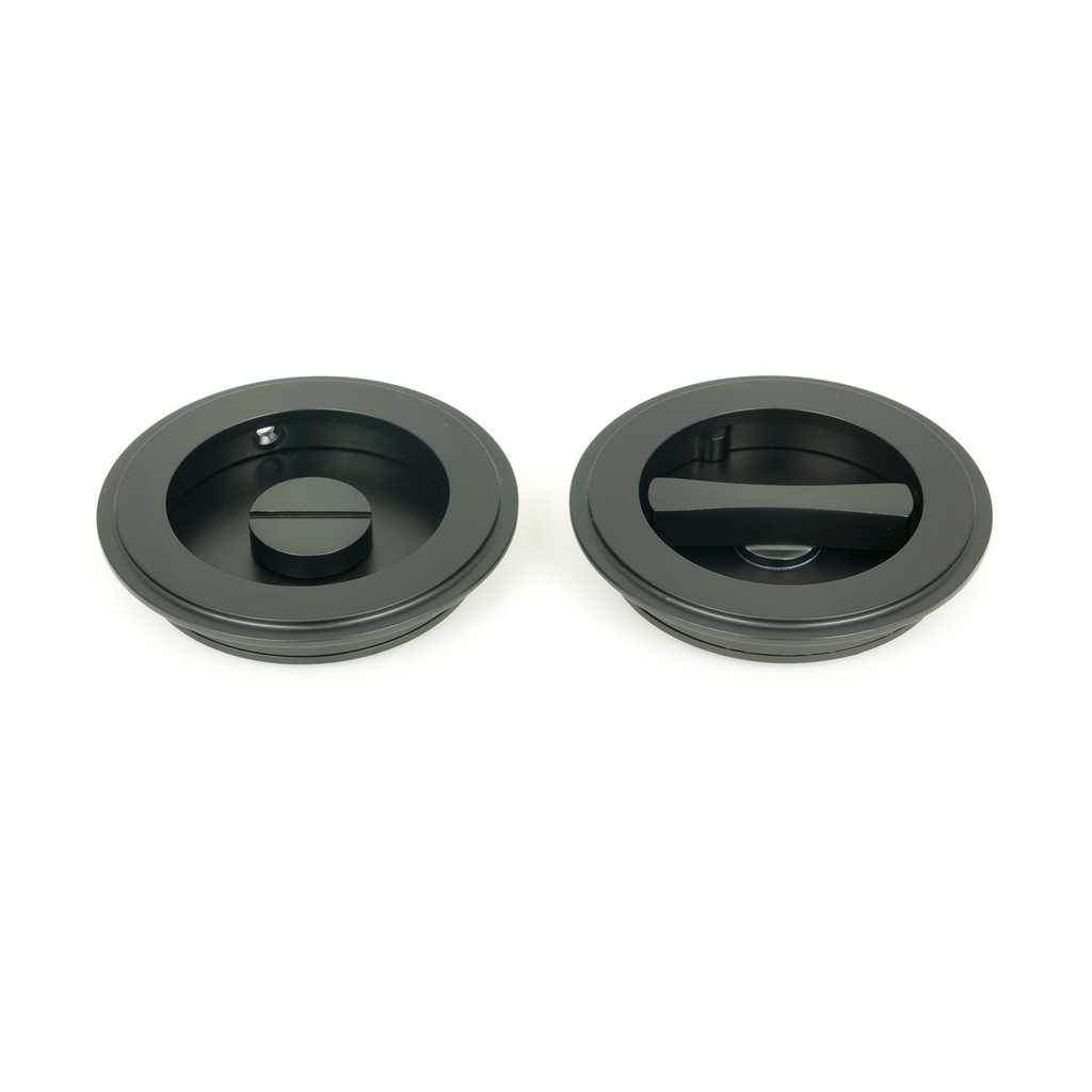 Matt Black 75mm Art Deco Round Pull - Privacy Set - 50219