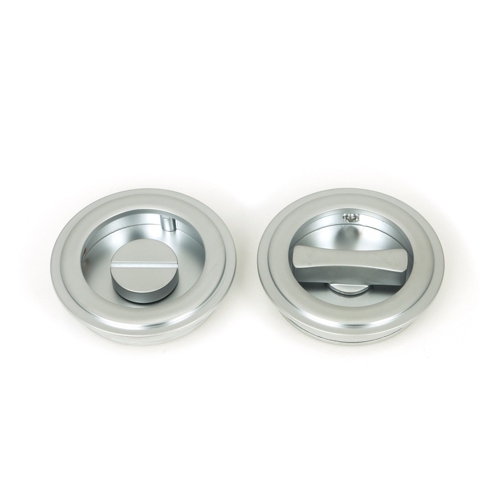 Satin Chrome 60mm Art Deco Round Pull - Privacy Set - 50648