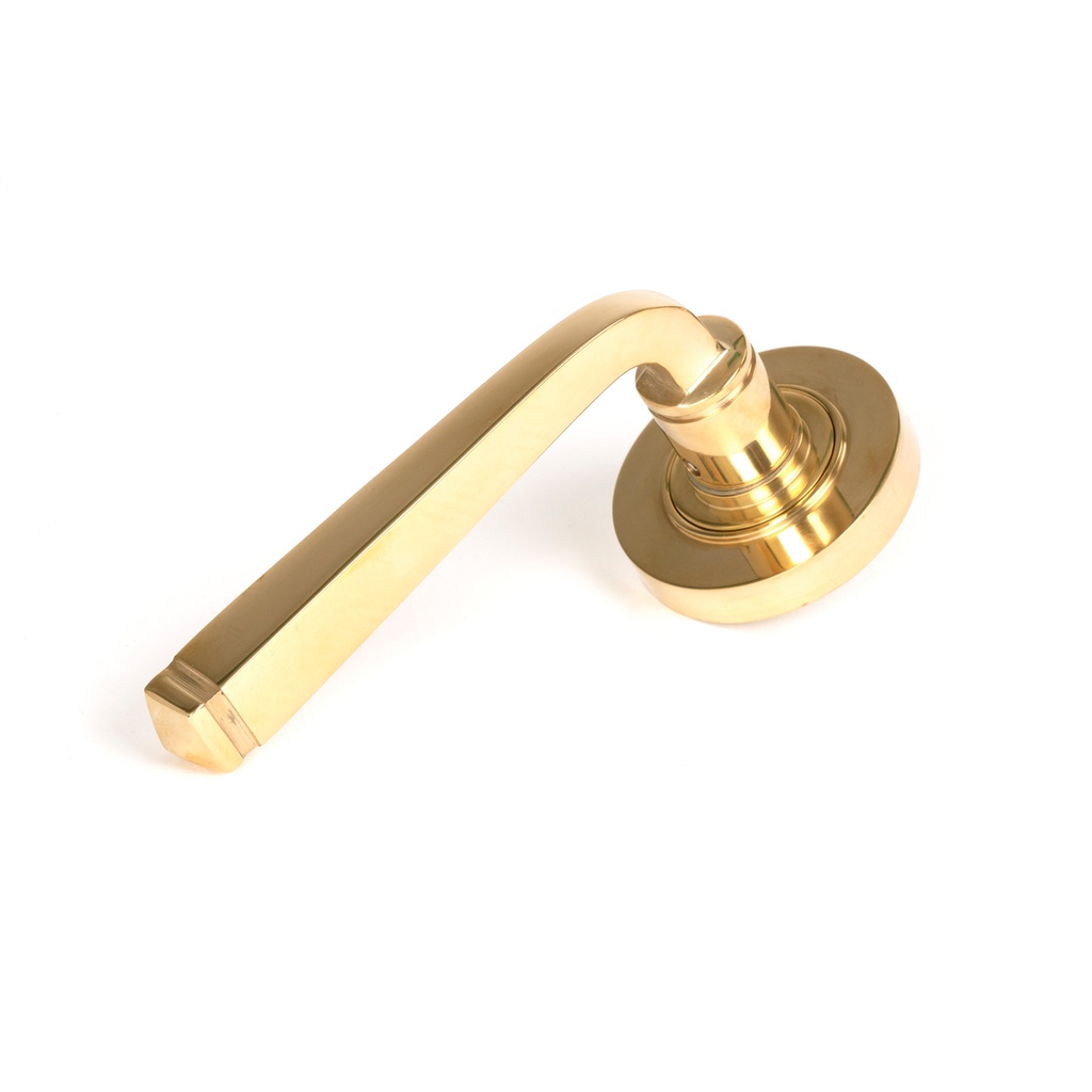 Polished Brass Avon Round Lever on Rose Set (Plain) - Unsprung - 50597