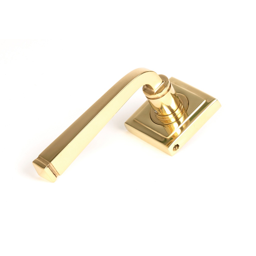 Polished Brass Avon Round Lever on Rose Set (Square) - 50602