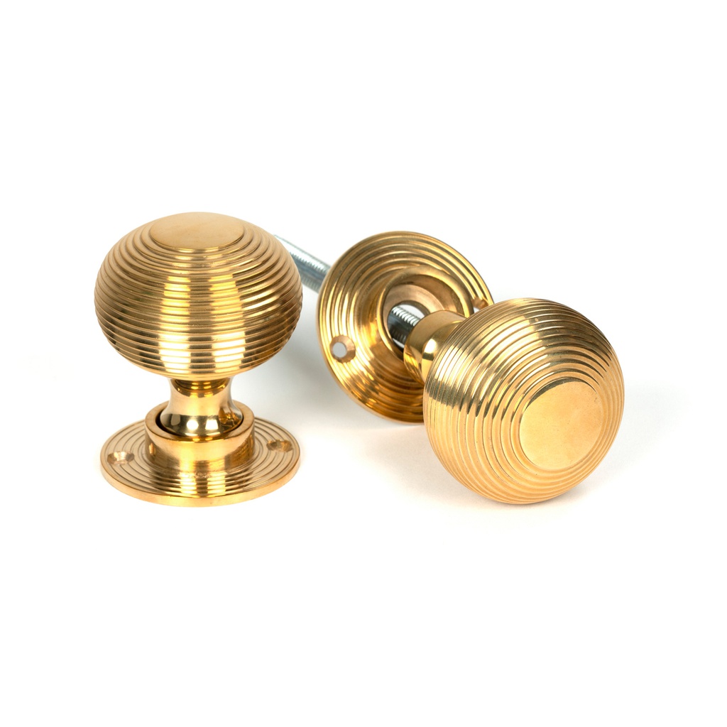 Polished Brass Heavy Beehive Mortice/Rim Knob Set - 50840