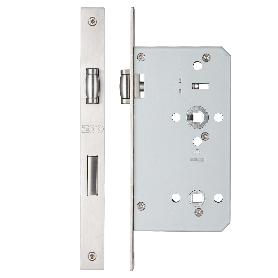 DIN Bathroom Lift To Lock 60mm - Square Faceplate - SS