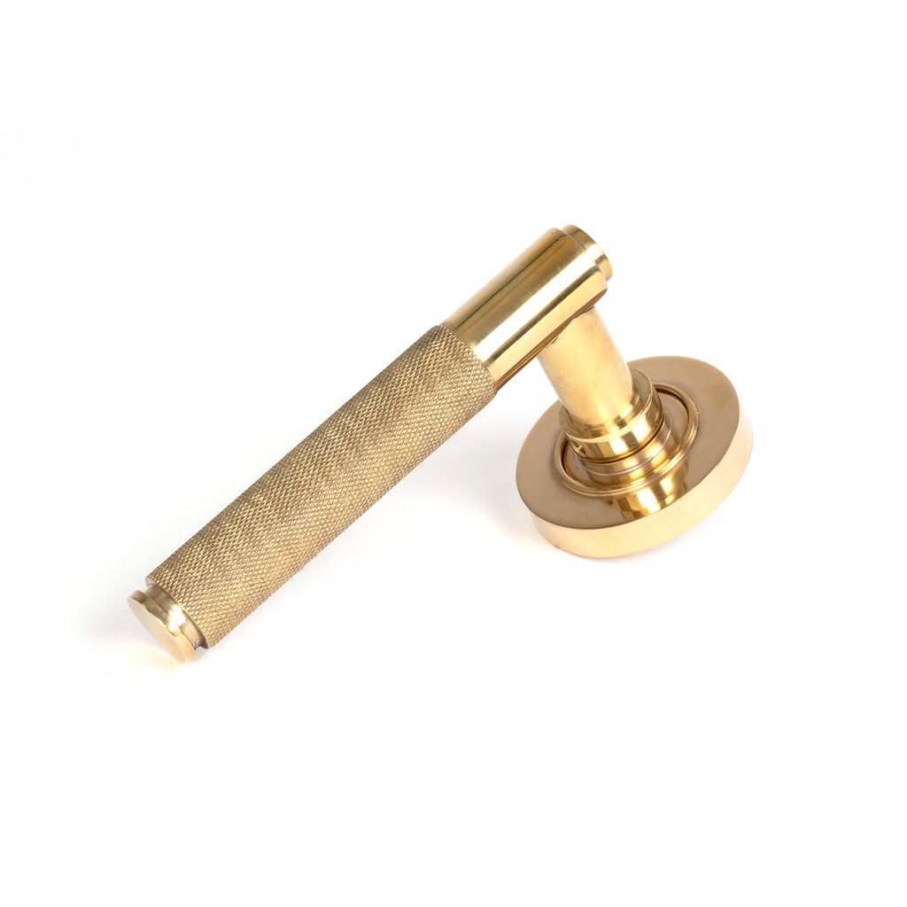 Polished Brass Brompton Lever on Rose Set (Plain) - 50605