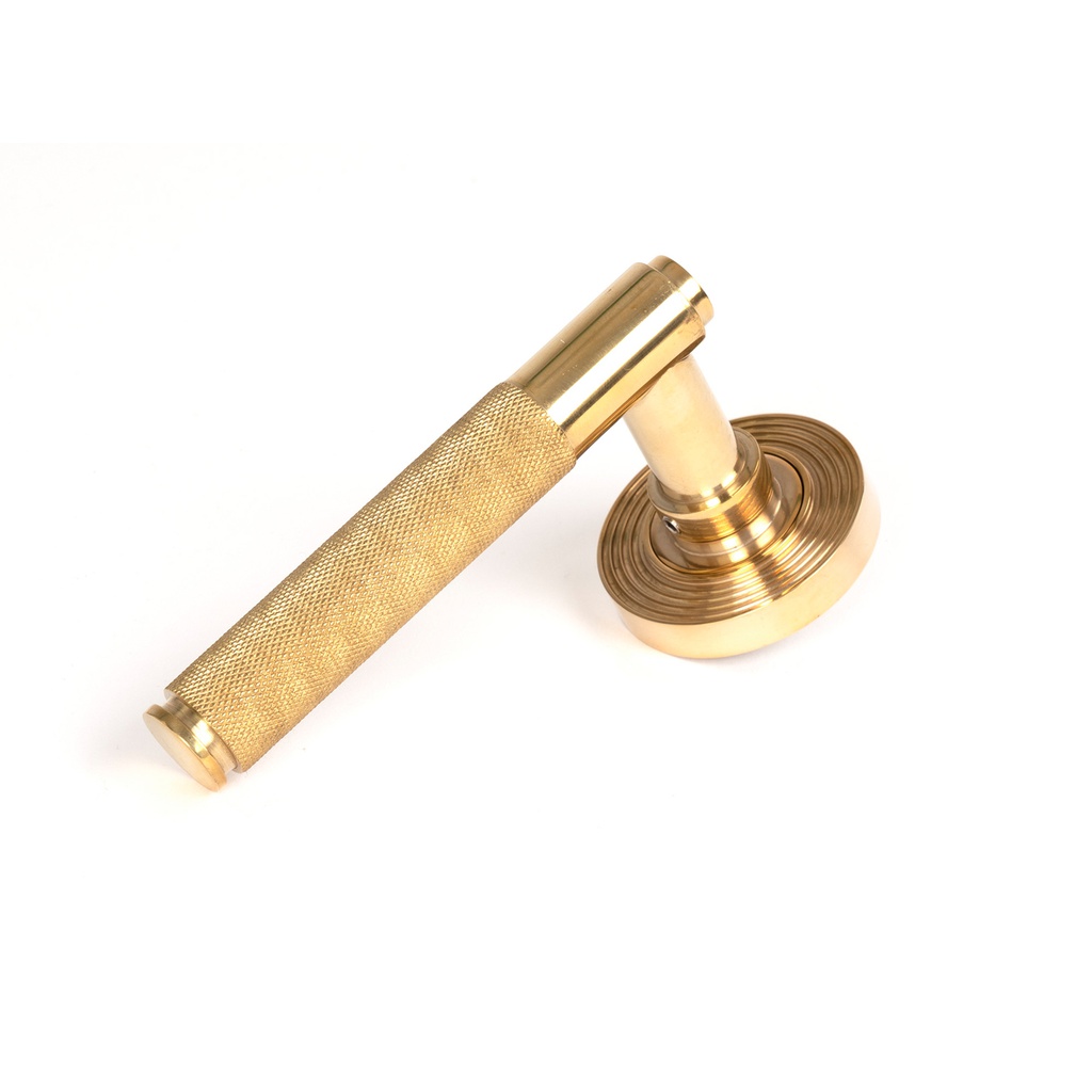 Polished Brass Brompton Lever on Rose Set (Beehive) - 50609