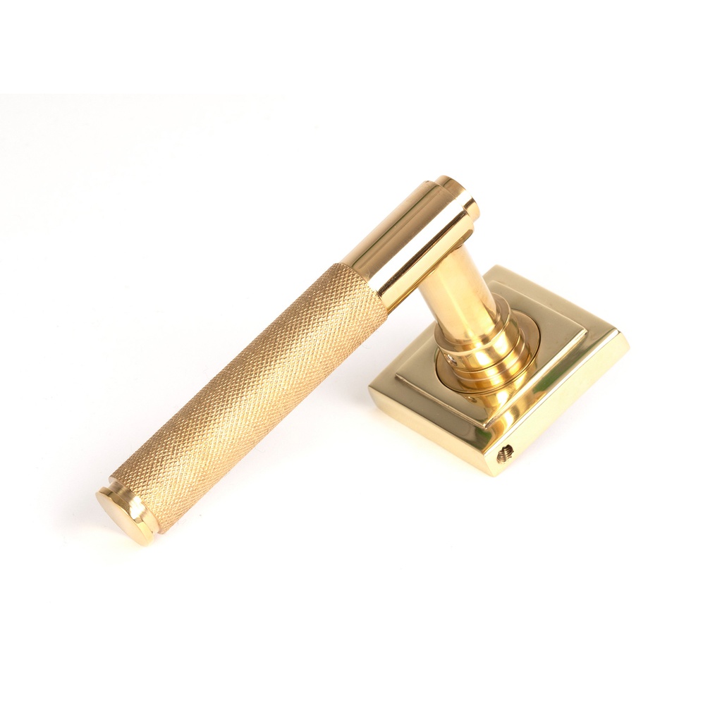 Polished Brass Brompton Lever on Rose Set (Square) - 50611