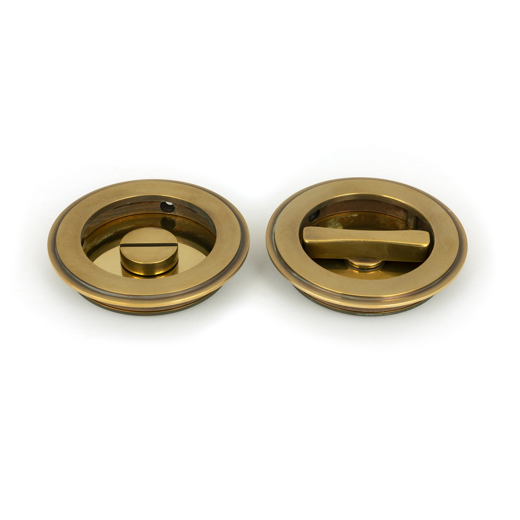 Aged Brass 75mm Plain Round Pull - Privacy Set - 48331