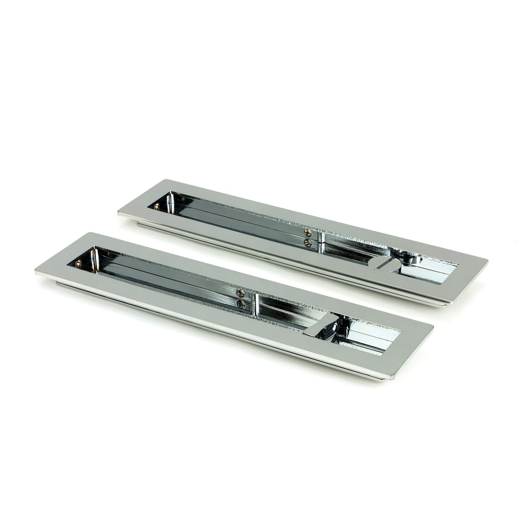 Polished Chrome 250mm Plain Rectangular Pull - Privacy Set - 47182