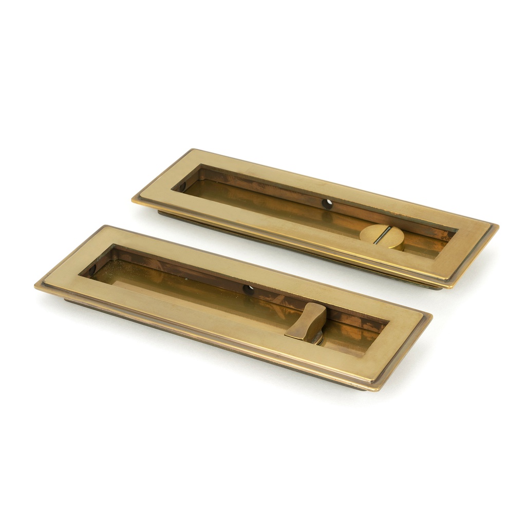 Aged Brass 175mm Art Deco Rectangular Pull - Privacy Set - 48308