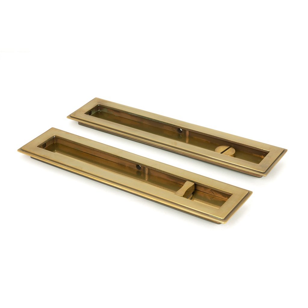 Aged Brass 250mm Art Deco Rectangular Pull - Privacy Set - 48309