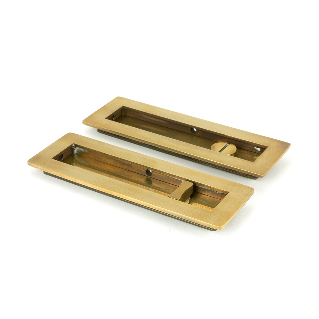 Aged Brass 175mm Plain Rectangular Pull - Privacy Set - 48314