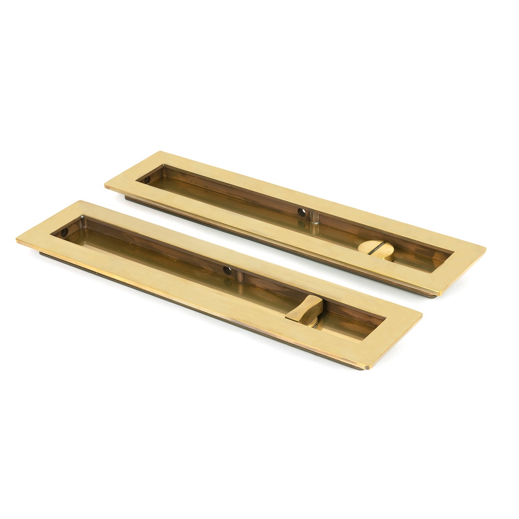 Aged Brass 250mm Plain Rectangular Pull - Privacy Set - 48315