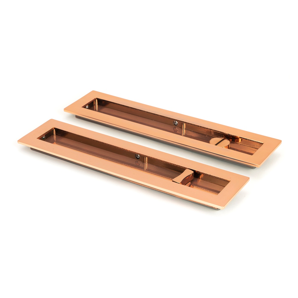 Polished Bronze 250mm Plain Rectangular Pull - Privacy Set - 50141