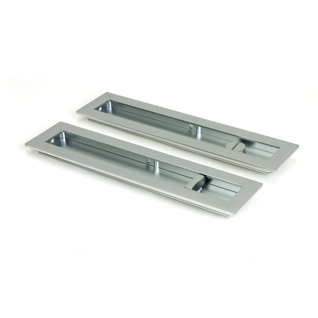 Satin Chrome 250mm Plain Rectangular Pull - Privacy Set - 50643