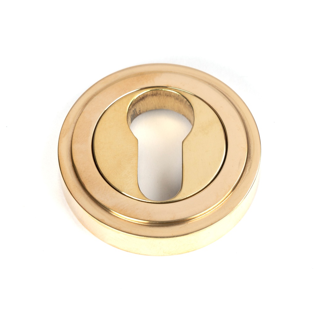 Polished Brass Round Euro Escutcheon (Art Deco) - 50593