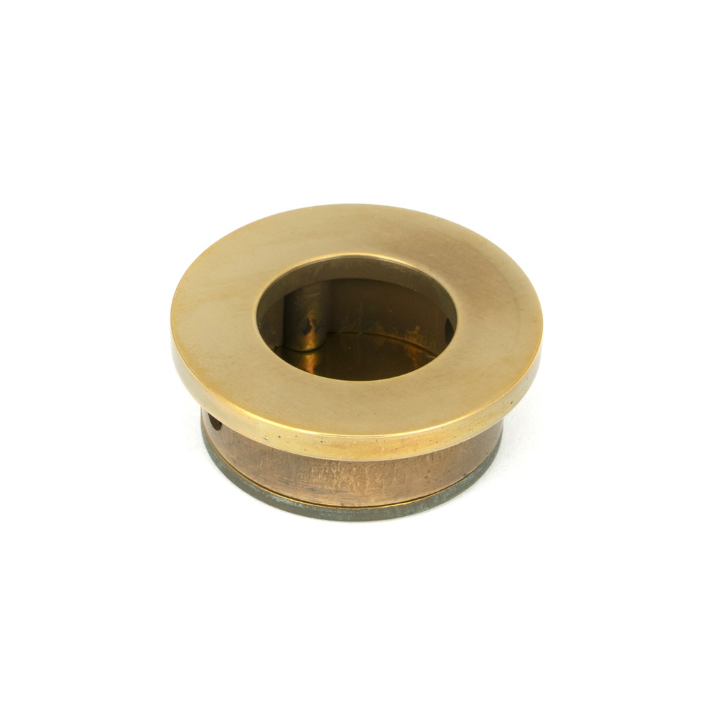 Aged Brass 34mm Round Finger Edge Pull - 48333