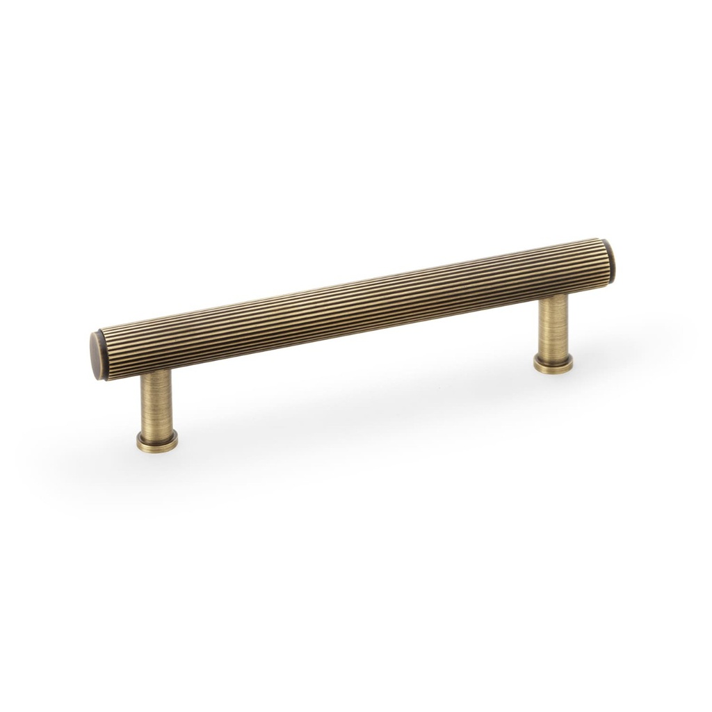 Alexander & Wilks Crispin Reeded T-bar Cupboard Pull Handle - Antique Brass - 128mm