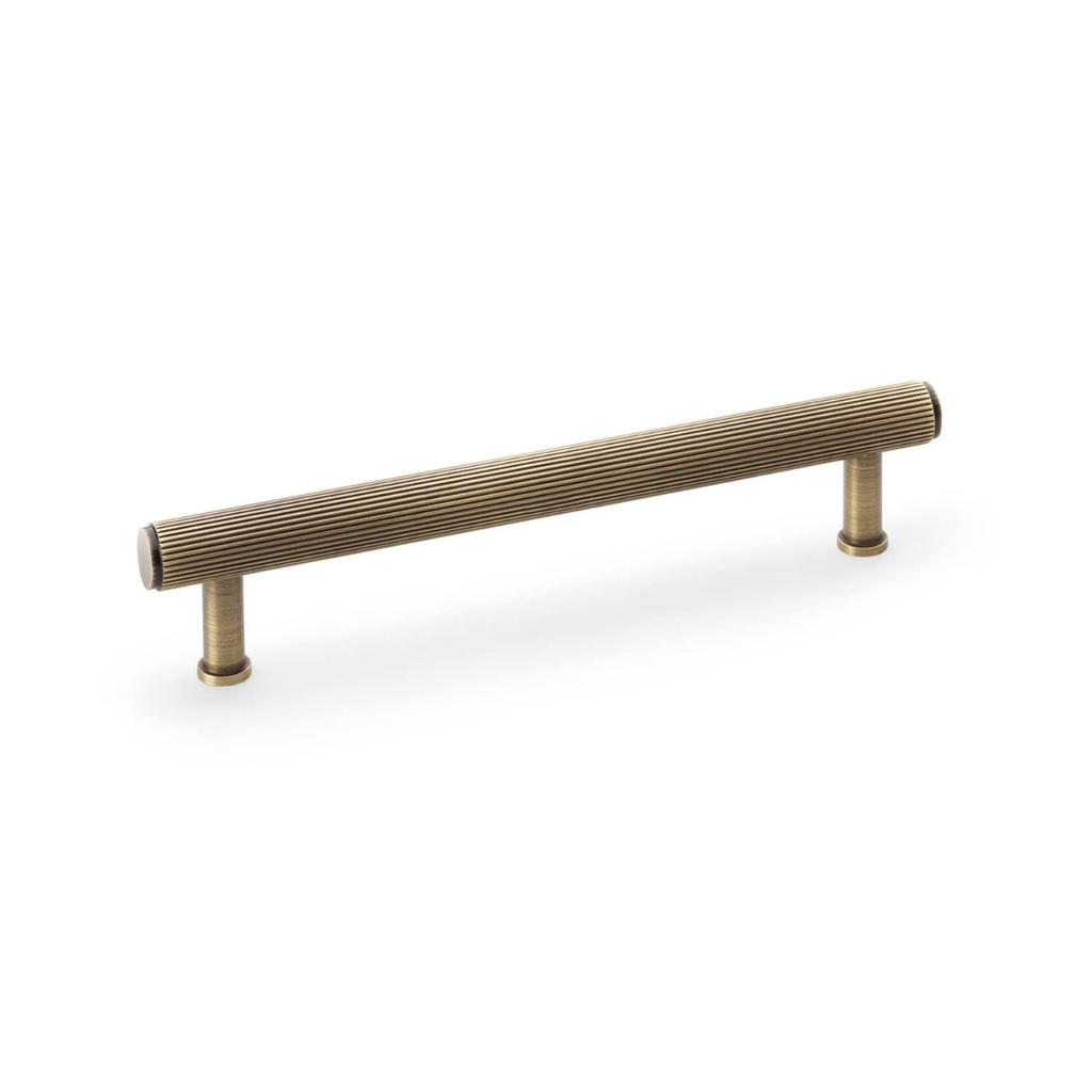 Alexander & Wilks Crispin Reeded T-bar Cupboard Pull Handle - Antique Brass - 160mm