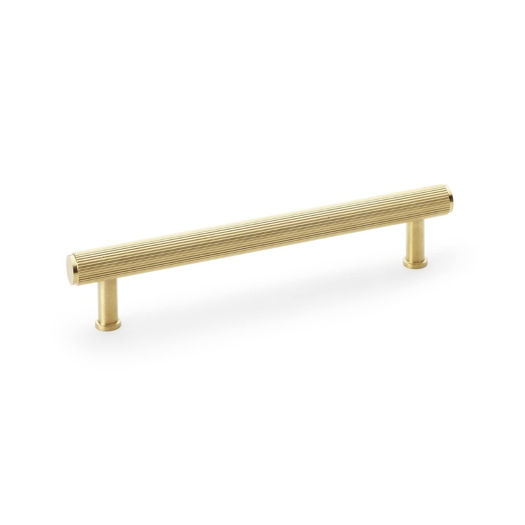 Alexander & Wilks Crispin Reeded T-bar Cupboard Pull Handle - Satin Brass PVD - 160mm