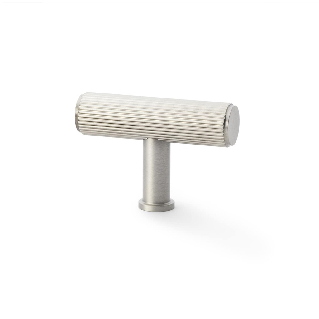 Alexander & Wilks Crispin Reeded T-bar Cupboard Knob - Satin Nickel