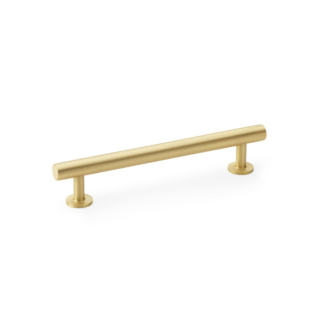 Alexander & Wilks Round T-bar Cabinet Pull Handle - Satin Brass - Centres 128mm