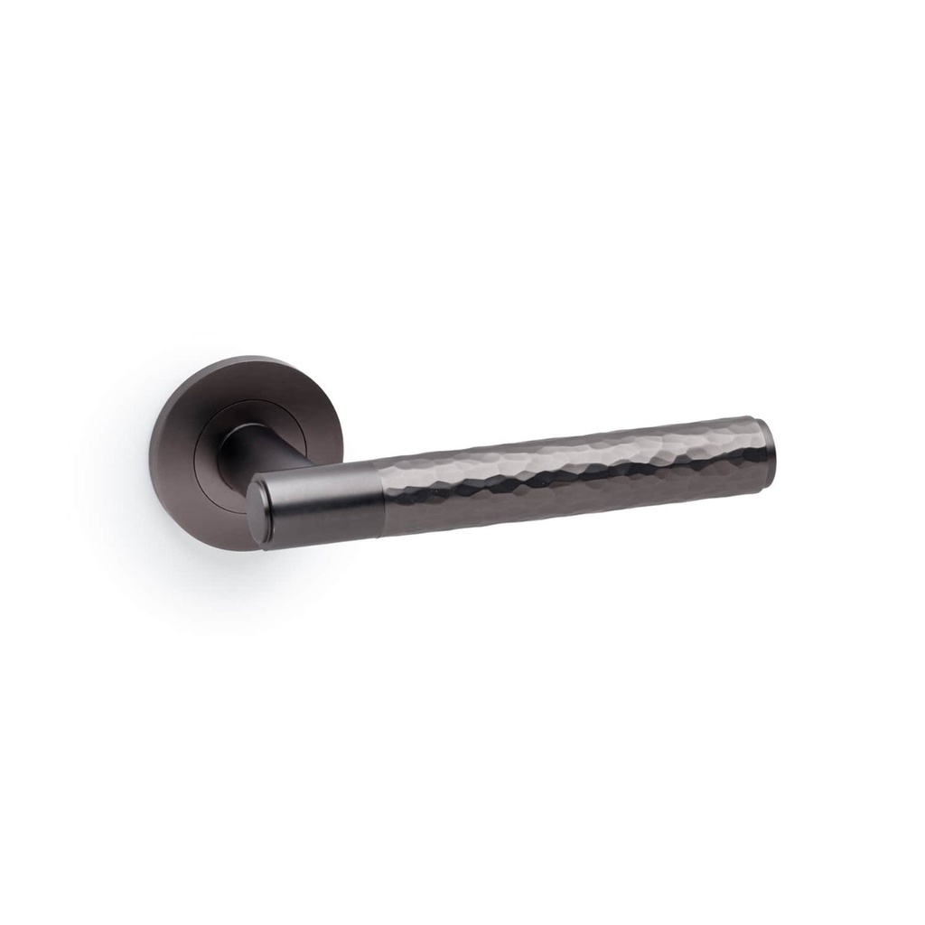 Alexander & Wilks Spitfire Hammered Lever On Round Rose - Dark Bronze