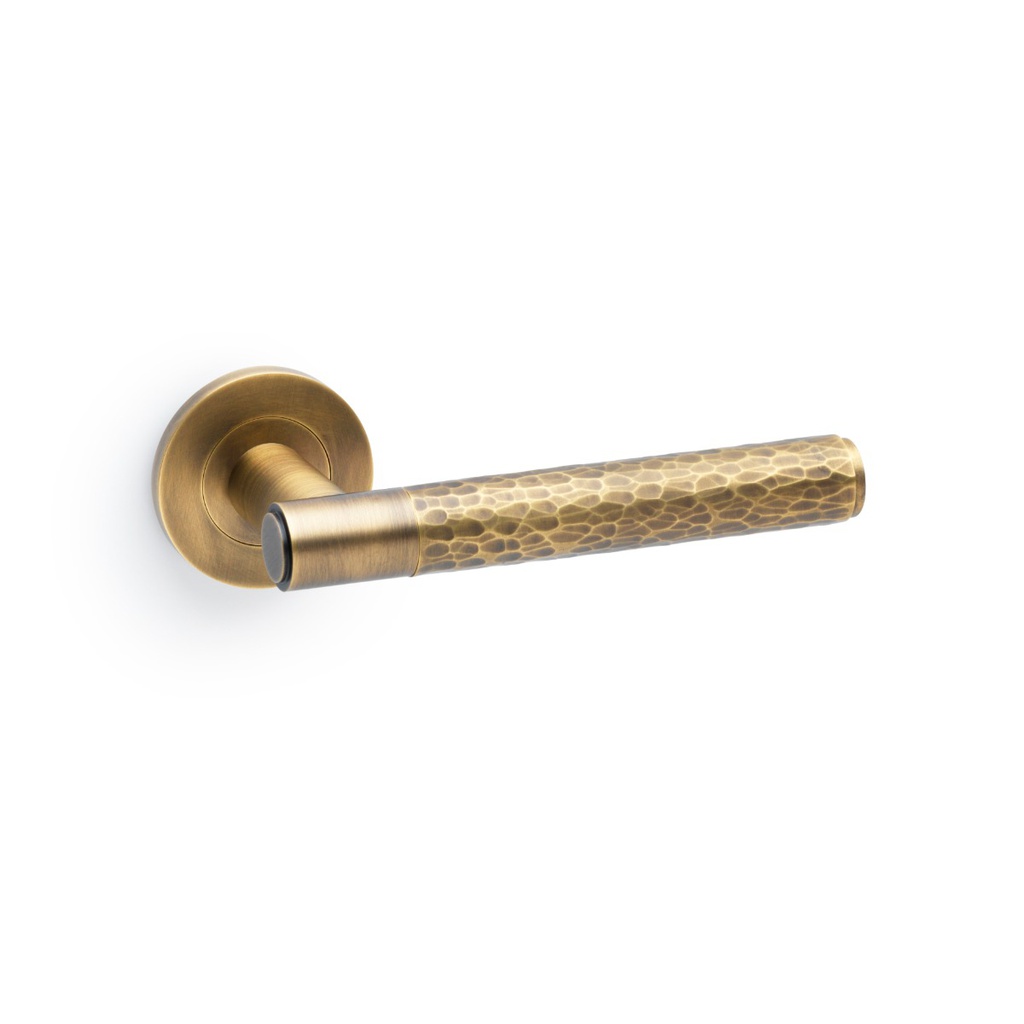 Alexander & Wilks Spitfire Hammered Lever On Round Rose - Italian Brass