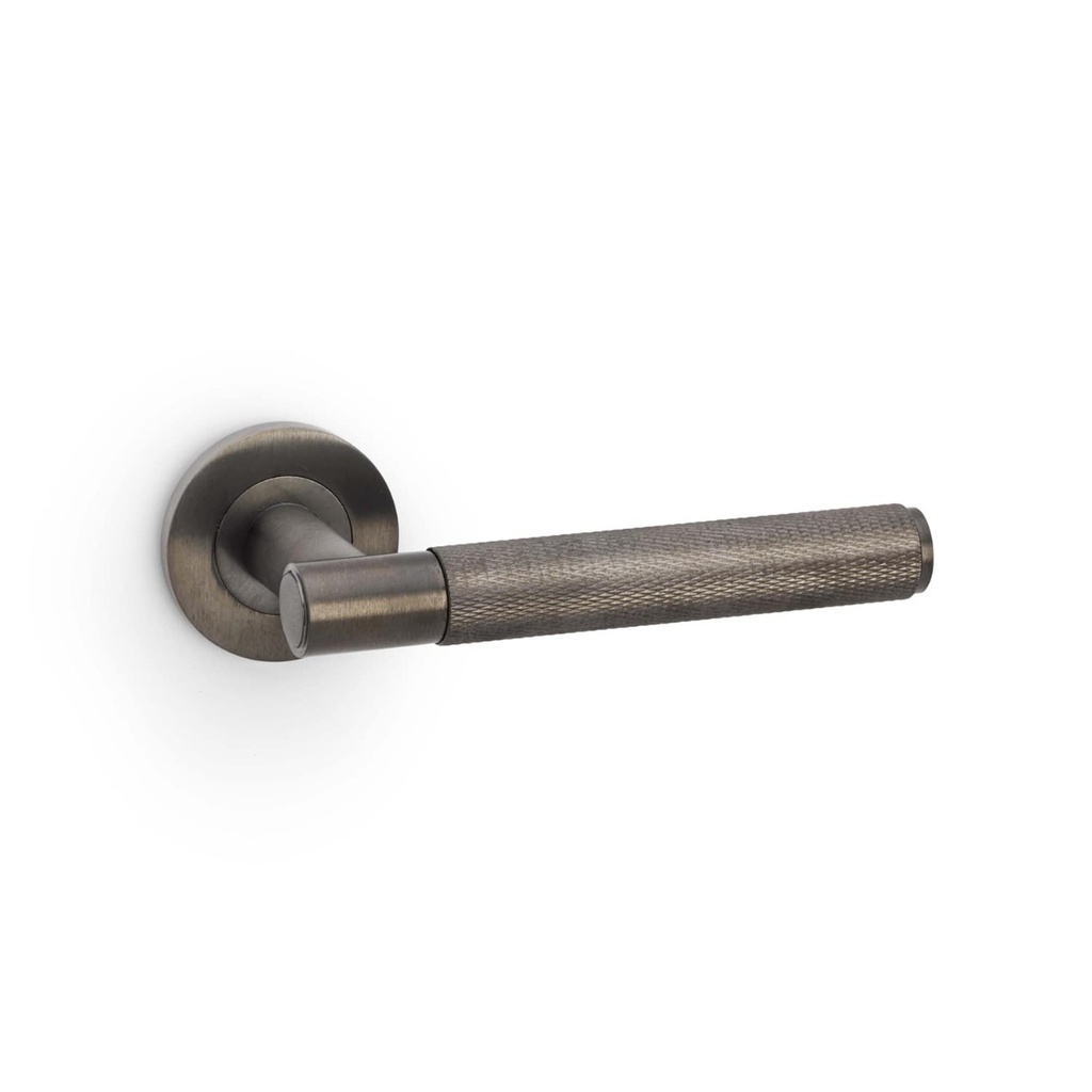 Alexander & Wilks Spitfire Knurled Lever On Round Rose - Dark Bronze PVD