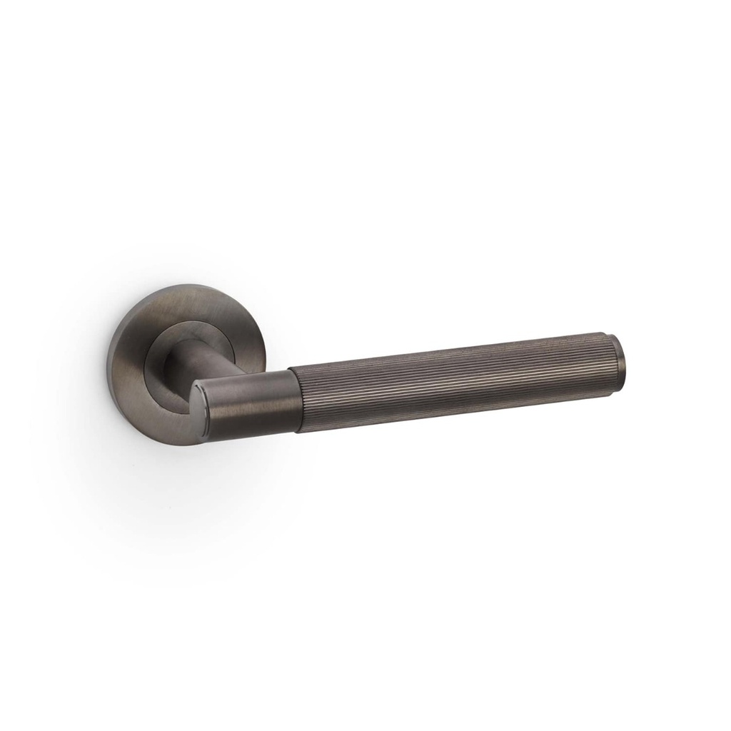 Alexander & Wilks Spitfire Reeded Lever On Round Rose - Dark Bronze PVD