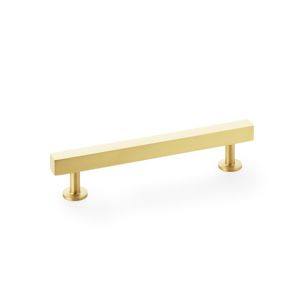 Alexander & Wilks Square T-bar Cabinet Pull Handle - Satin Brass - Centres 128mm