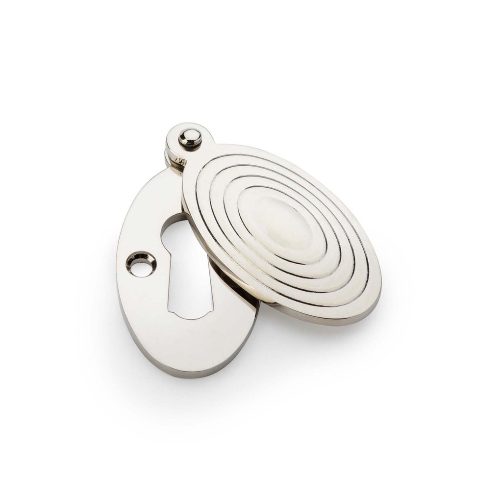 Alexander & Wilks Standard Key Profile Ellipse Escutcheon With Christoph Design Cover - Polished Nickel