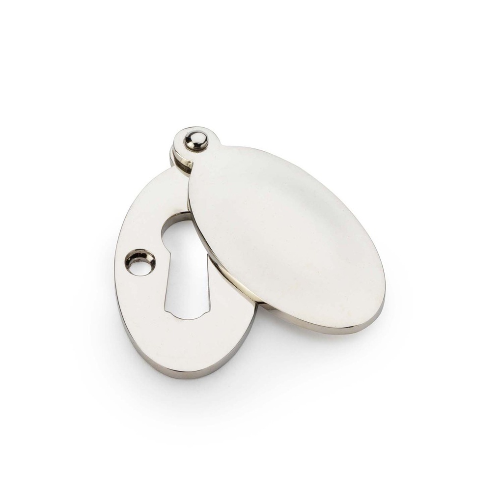 Alexander & Wilks Standard Key Profile Ellipse Escutcheon With Harris Design Cover - Polished Nickel