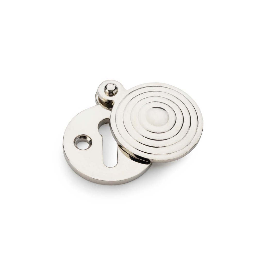 Alexander & Wilks Standard Key Profile Round Escutcheon With Christoph Design Cover - Polished Nickel