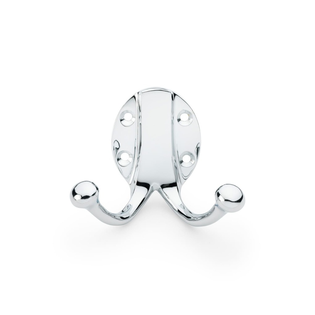 Alexander & Wilks Traditional Double Robe Hook - Polished Chrome