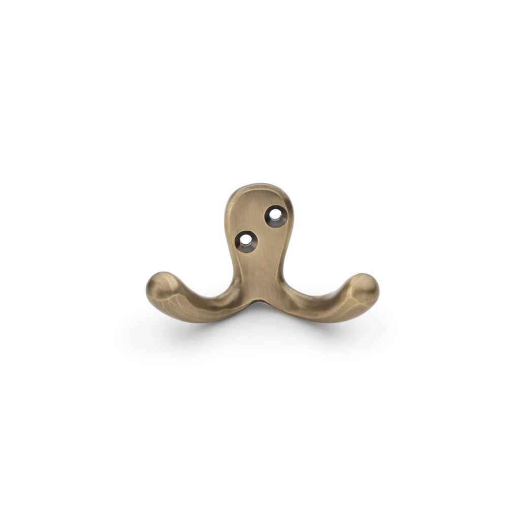 Alexander & Wilks Victorian Double Robe Hook - Antique Brass