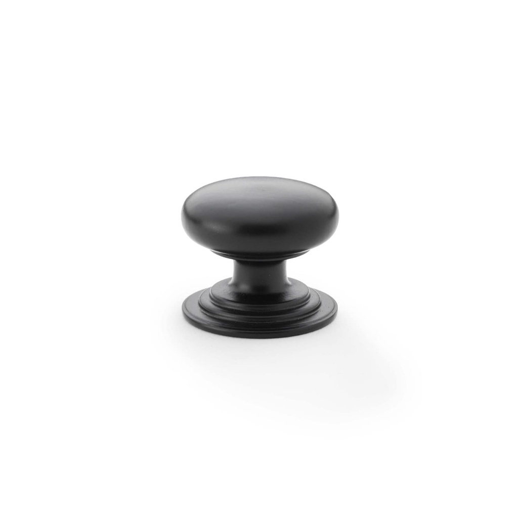 Alexander & Wilks Waltz Round Cupboard Knob On Stepped Rose - Black - 32mm