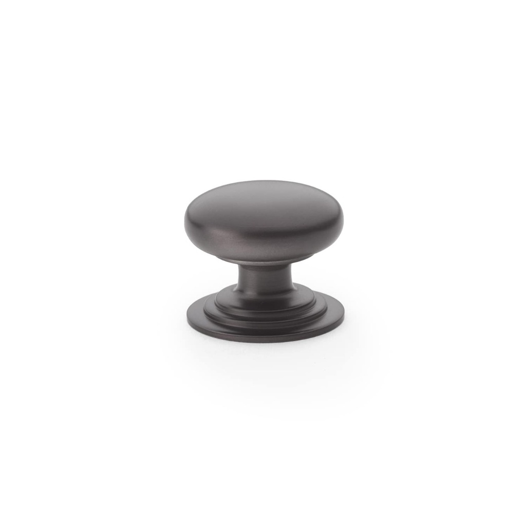 Alexander & Wilks Waltz Round Cupboard Knob On Stepped Rose - Dark Bronze - 32mm