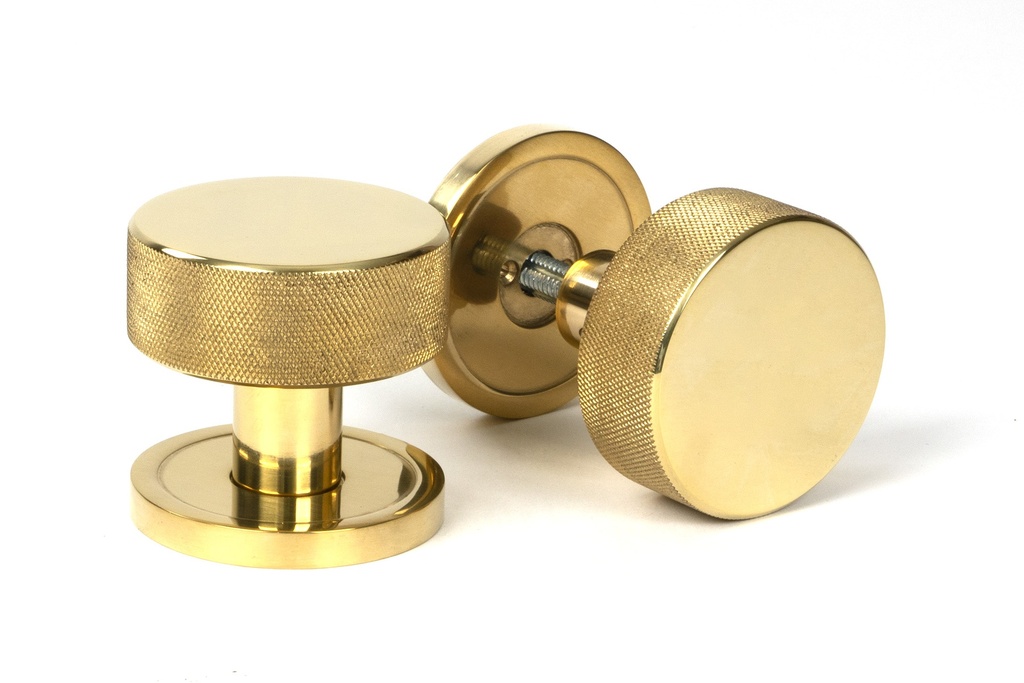Polished Brass Brompton Mortice/Rim Knob Set Knob (Plain) - 50835