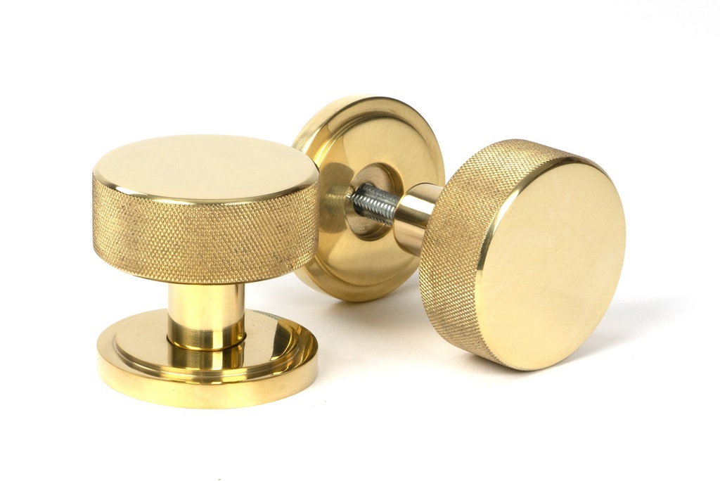 Polished Brass Brompton Mortice/Rim Knob Set Knob (Art Deco) - 50836