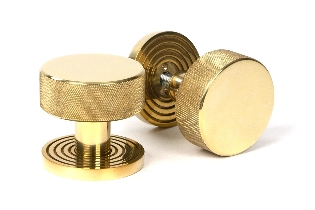 Polished Brass Brompton Mortice/Rim Knob Set Knob (Beehive) - 50837