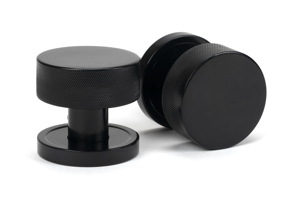 Black Brompton Mortice/Rim Knob Set (Plain) - 46794